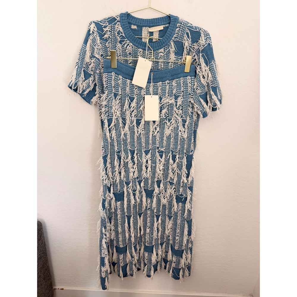 ULLA JOHNSON Rumi Top & Skirt Matching Set Fringe Knit Sz M NEW Coastal Eclectic